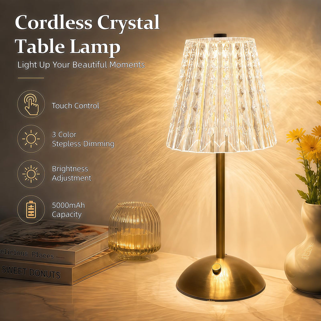 2 Pcs Led Cordless Table Lamps, 5000mAh Rechargeable Battery Operated Lamp