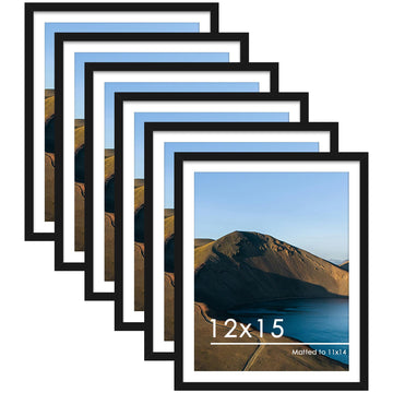 12x15 Picture Frame Set of 6, Wall Mount Display, Black