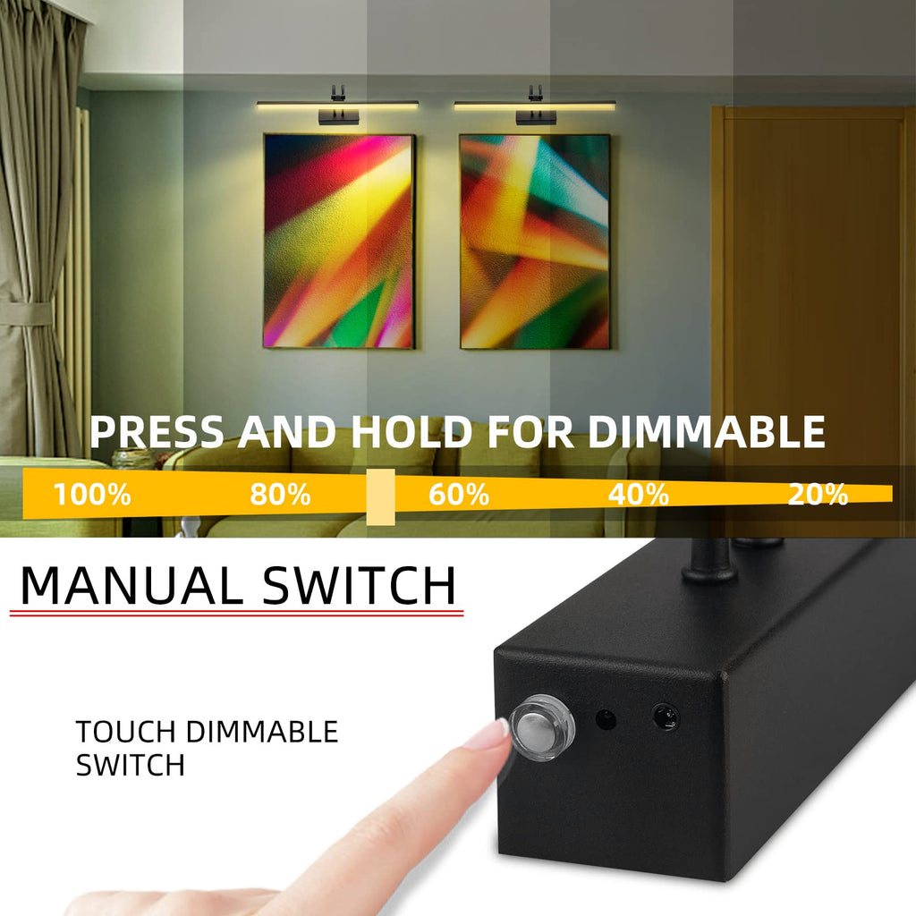 Picture Lights for Wall,5000mAh Wireless Wall Light,16" Art Light,Black
