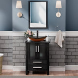 UEV 24" Black Bathroom Vanity with Vessel Sink,Modern Bathroom Vanity Cabinet