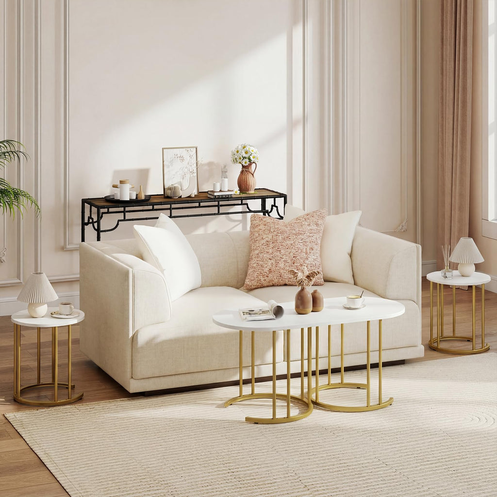 Nesting Coffee Set of 3, Living Room Set, White