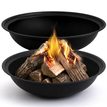 2 Pcs 23Inch Outdoor Fire Pit Bowl Replacement Insert, Carbon Steel