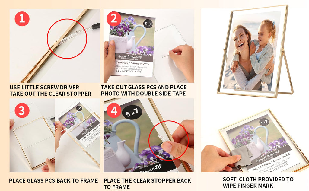 Silver 4x 6'' Double Hinged Floating Frame, For Photo Sizes (2x3'' 3.5x 5'' up to 4x6'' ), Beautiful Metal Lace Edge