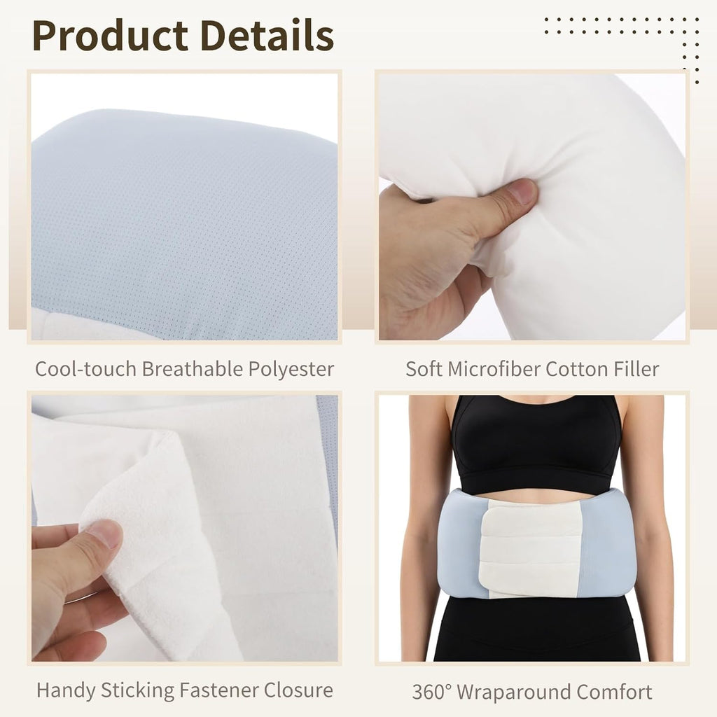 Lumbar Support Pillow for Sleeping, Waist Support Cushion with Wraparound Design, Soft Cooling Breathable Low Back