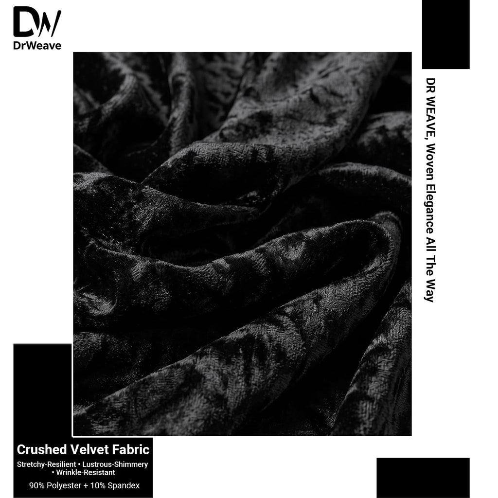 Crushed Velvet Fabric, 2 Way Stretch, 63 Inch x 4 Yards, Black