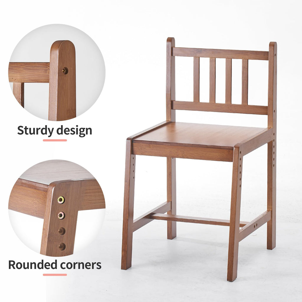 Kids Desk and Chair Set, Height Adjustable Bamboo Study Desk