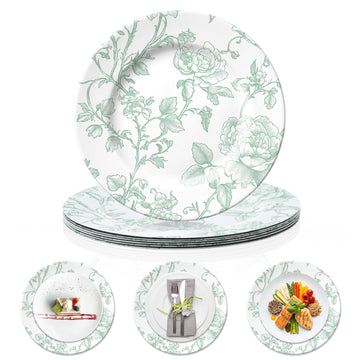 6 Pack 13inch Christmas Charger Plate Bluk Sage Green French Toile