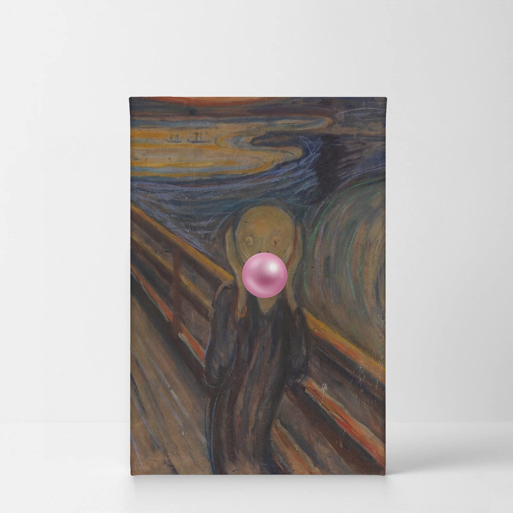Edvard Munch's Masterpiece, The Scream Pink Bubble Gum Art CANVAS PRINT Modern Paintings Wall Art Classic Art Pop Art