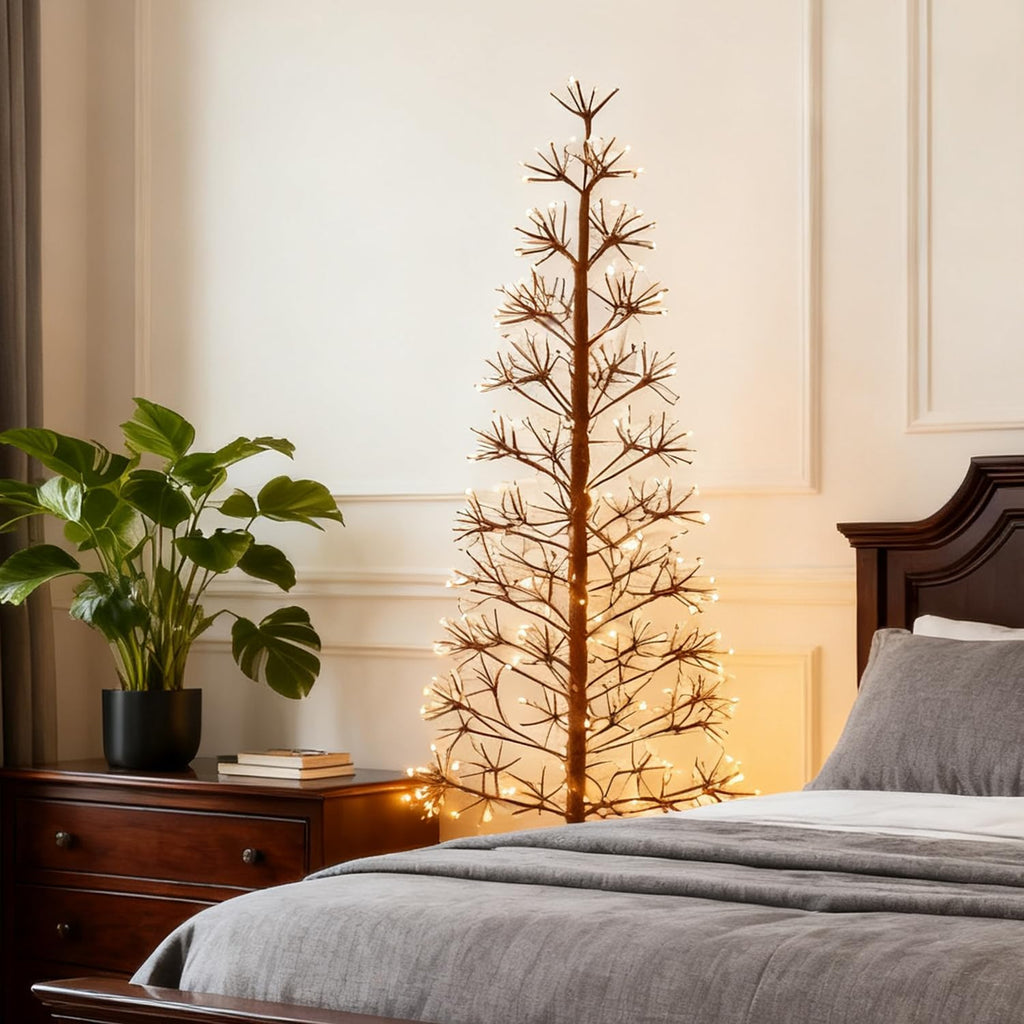Lighted Brown Starburst Tree with 720L Warm White Fairy Lights 6FT, Twig Tree with Lights for Indoor Outdoor Home