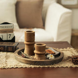 Farmhouse Wooden Candle Tray - 11 Inch Round Decorative Trays for Coffee Table Dining Centerpiece Kitchen Counter