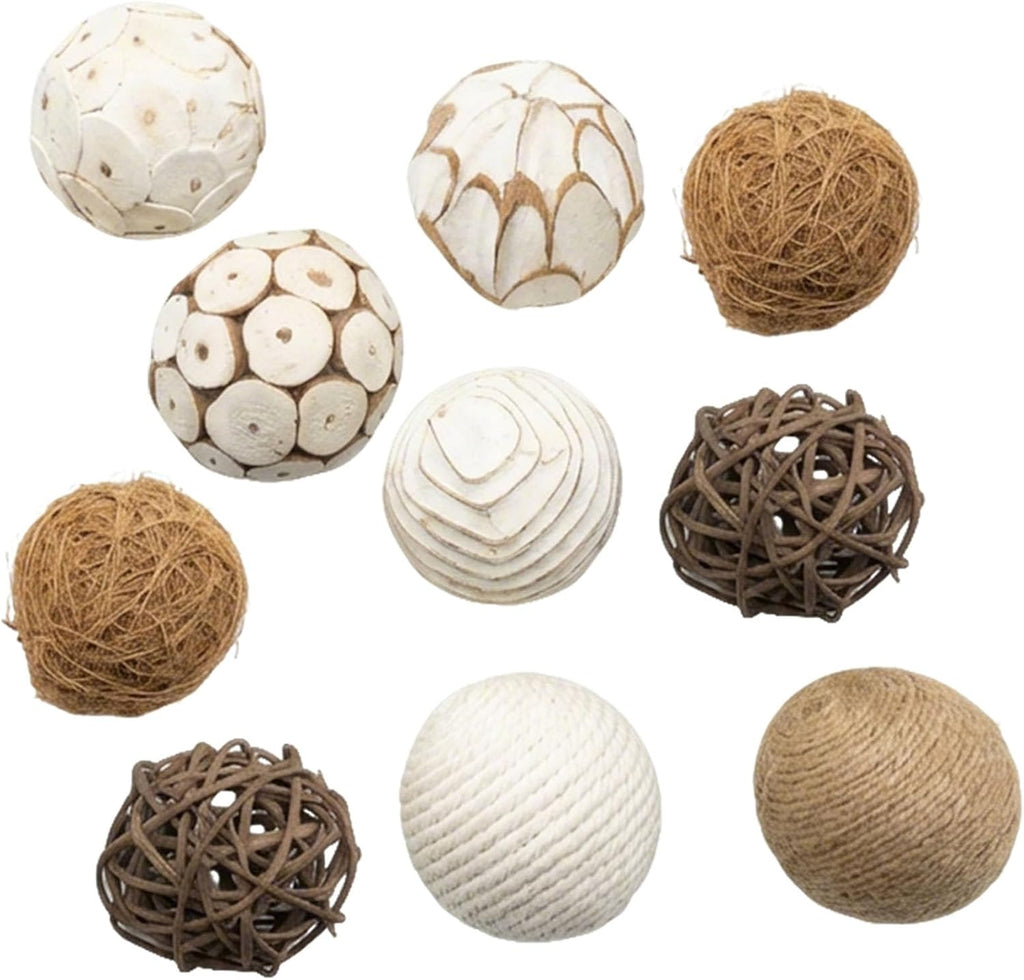 Decorative Balls for Bowl Centerpiece, Rattan Woven Vase Orbs Spheres Filler Decor, Home Table Decor, Party - Set of 10