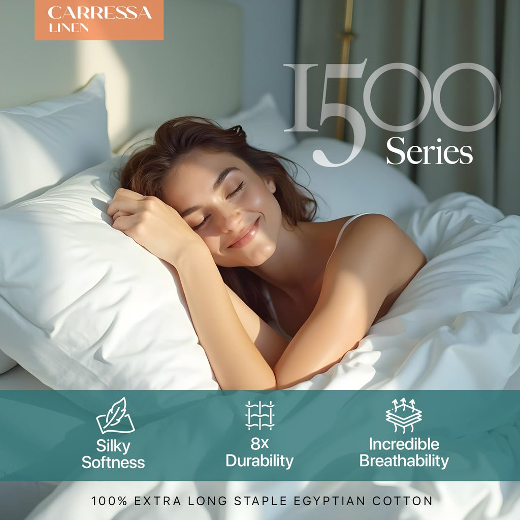 1500 Series Egyptian Cotton King Size Sheets Set, Light Blue