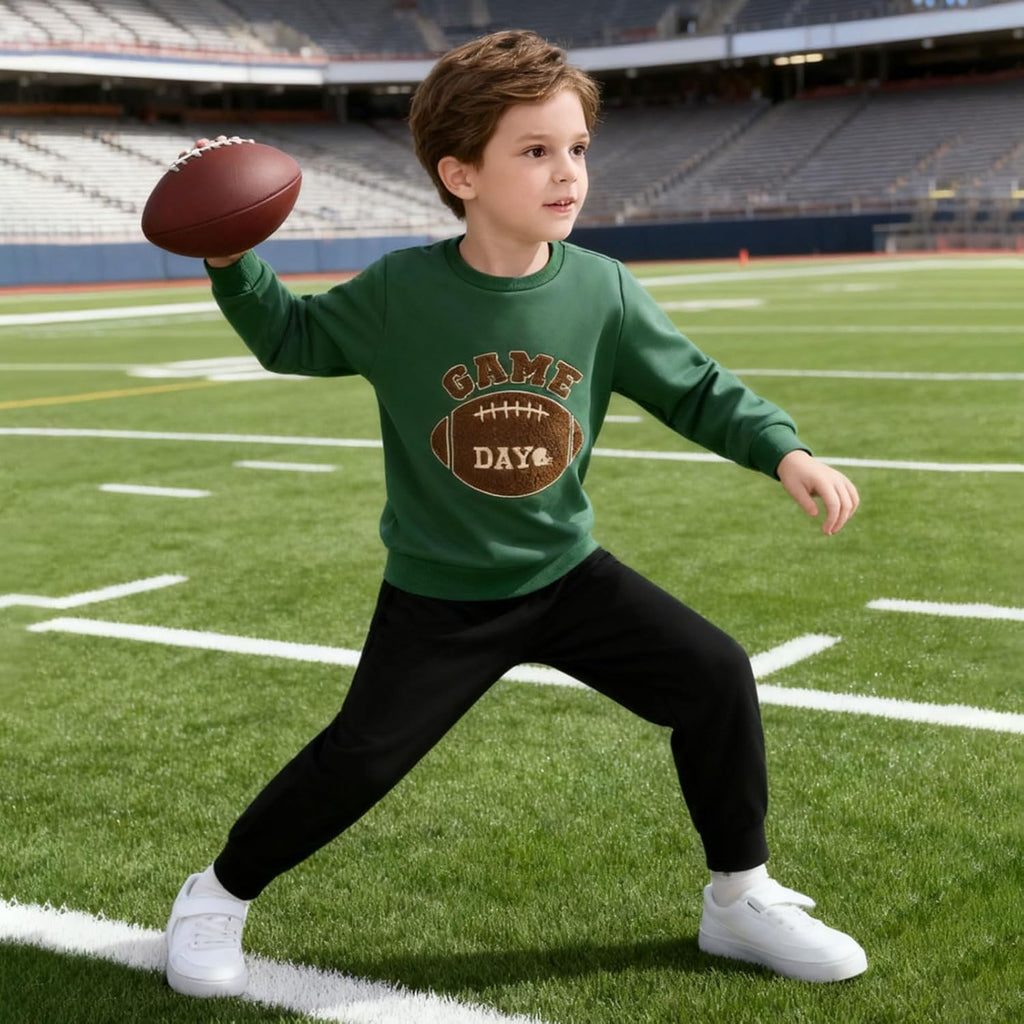 Toddler Baby Boy Fall Winter Clothes Boys Long Sleeve Football Sweatshirt Top Pants 2PCS Set