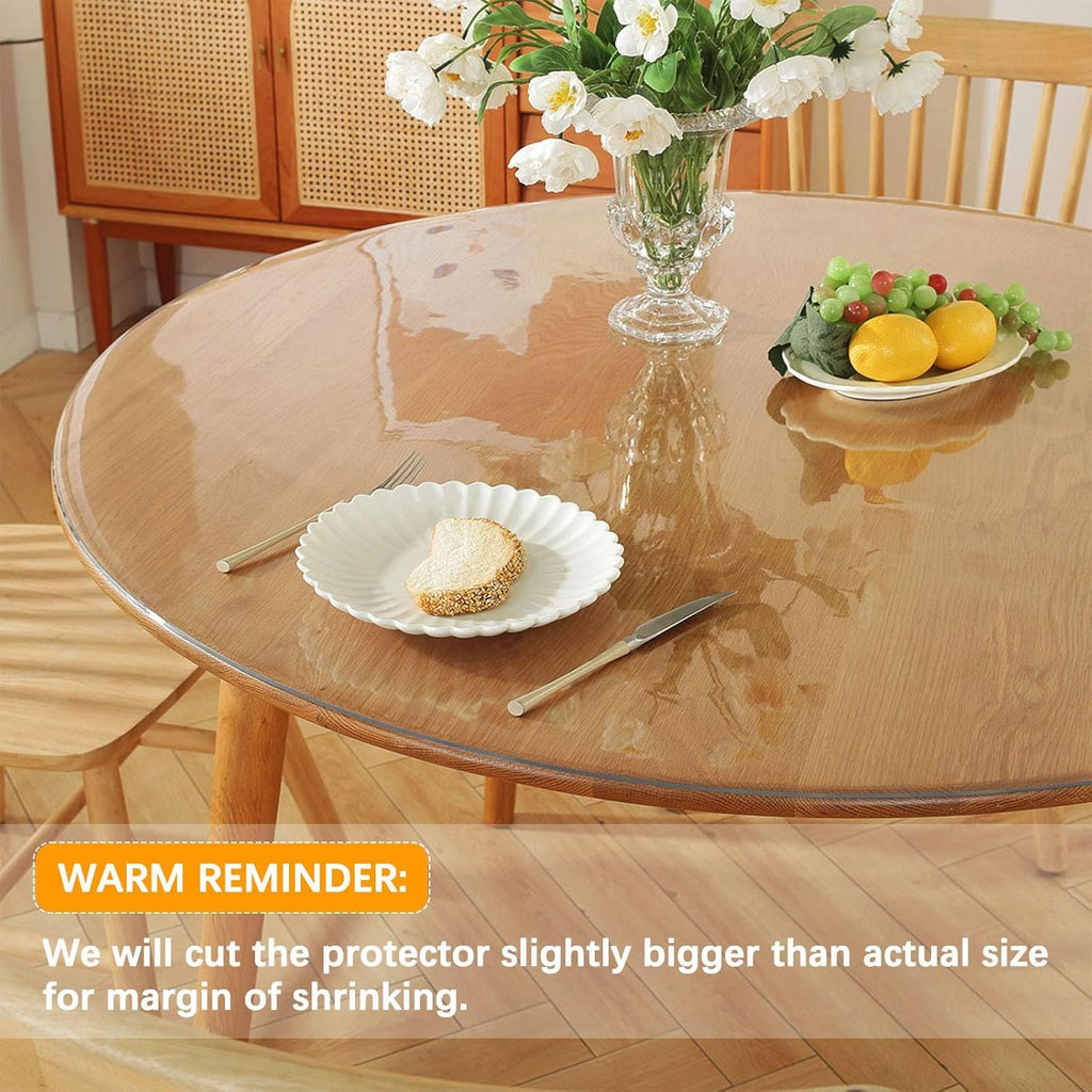 52 Inch Round Clear Dining Table Protector Tablecloth Cover Desk Top Pad Mat for Glass Furniture Study Coffee End Bed