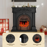 50 Inch Solid Wood Electric Fireplace with Mantel, Roman Column Fireplace TV Stand with Birdcage Heater Insert, Antique Bronze Finish