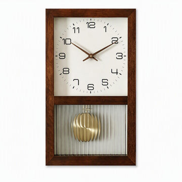 Pendulum Wall Clock, Silent Non-Ticking Japanese Vintage Design Bedroom Office Decor, Battery Operated, 11.02" ×