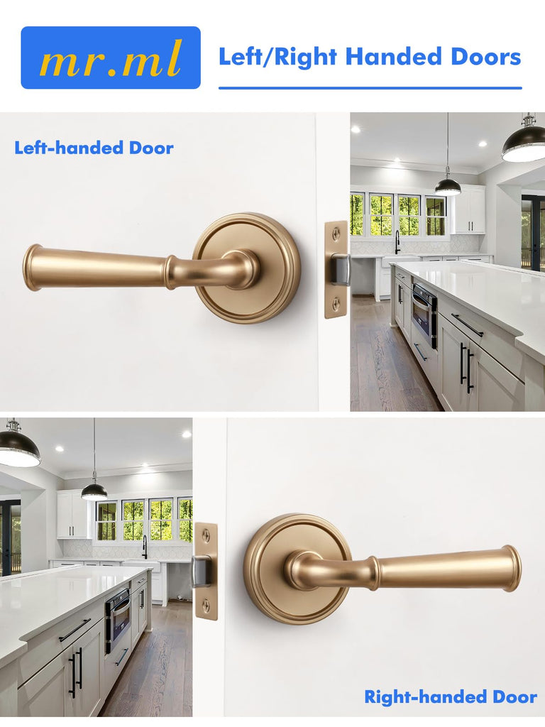Door Handles Champagne Bronze Passage Door Door Lever, 2 Pack