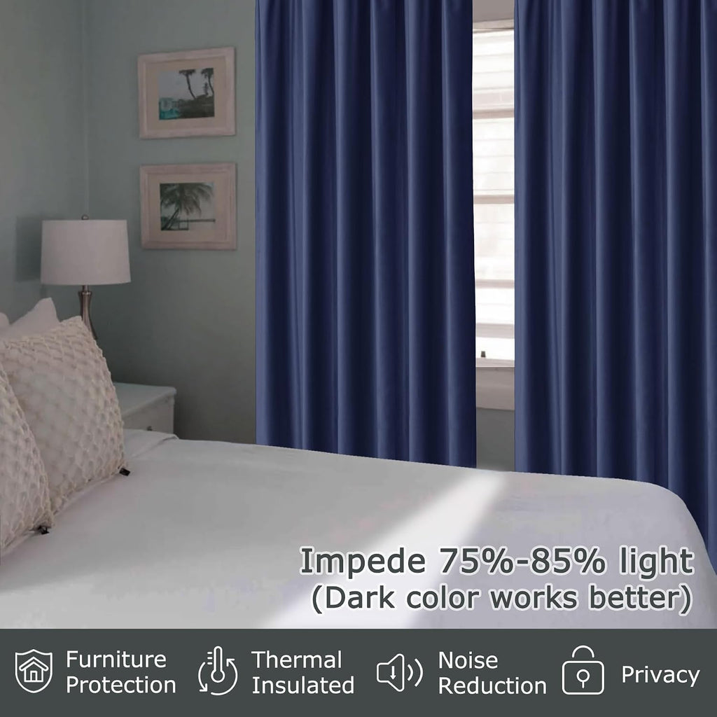 Light Filtering Pinch Pleated Drapes Velvet Drapes for French Door Thermal Insulated Curtain for Living Room Privacy