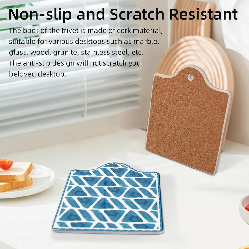 Ceramic Trivets for Hot Dishes, Large Trivets for Hot Pots and Pans, Trivets for Quartz Countertops, Hot Pads Gifts - Set of 2