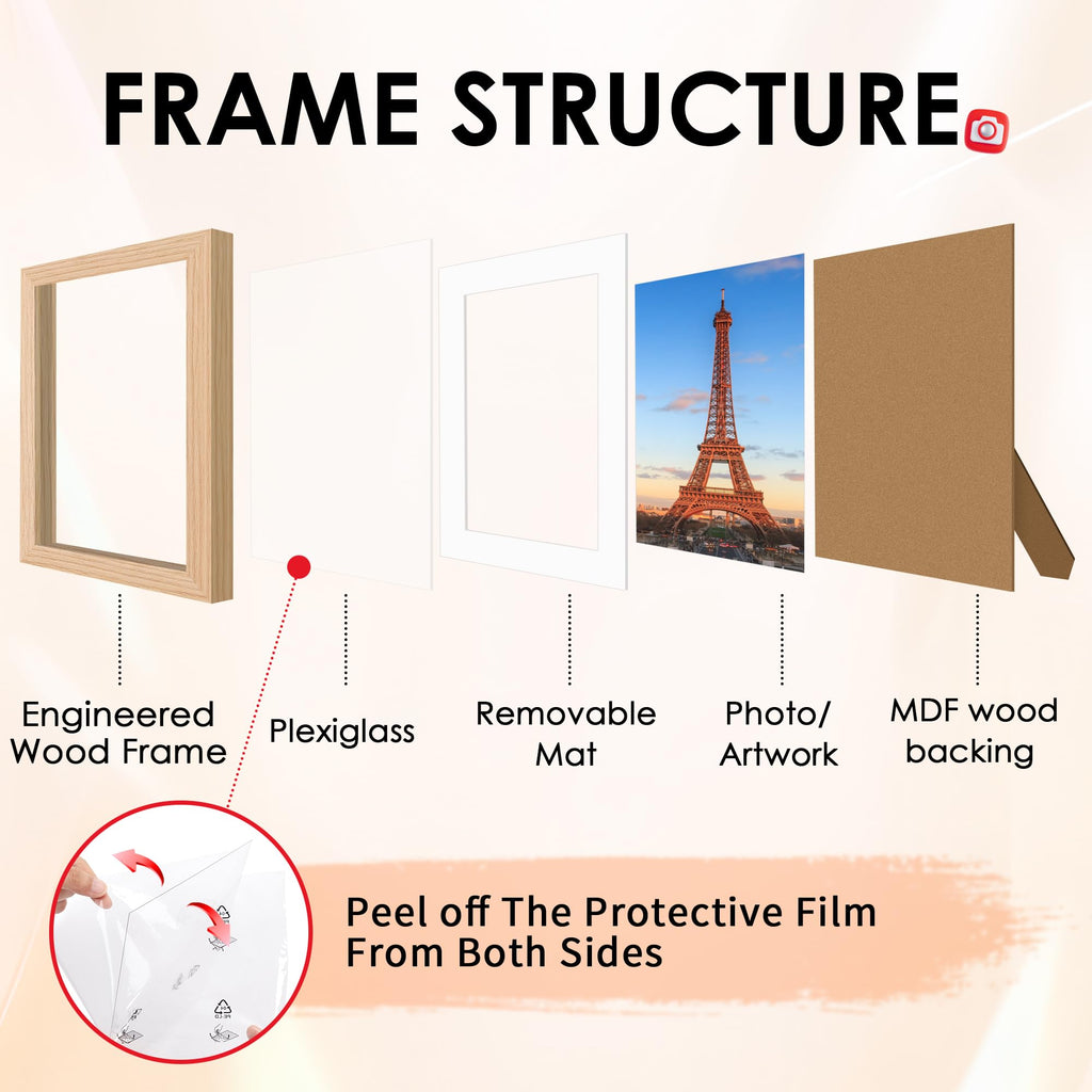10 Pack Natural Picture Frames Collage Wall Decor for Mounting or Tabletop Display, Gallery Wall Frame Set with Two