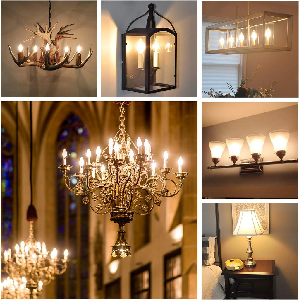 Candelabra Light Bulbs 60W Eq, 2700K Dimmable, E12 LED Bulb 12 PCS