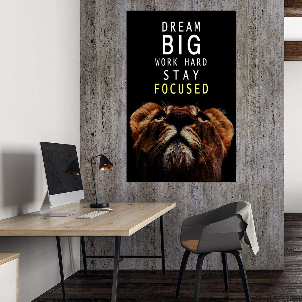 Dream Big and Work Hard • Motivational Print Canvas Wall Art • Inspirational Poster Artwork Modern Home Decor