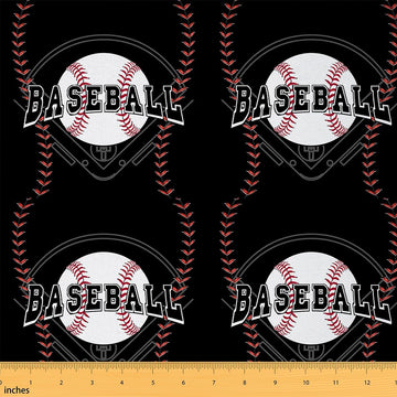 Baseball Fabric by The Yard 10 Yards Softball Soft Flannel Decorative Fabric for Boys Girls Sports Game Black