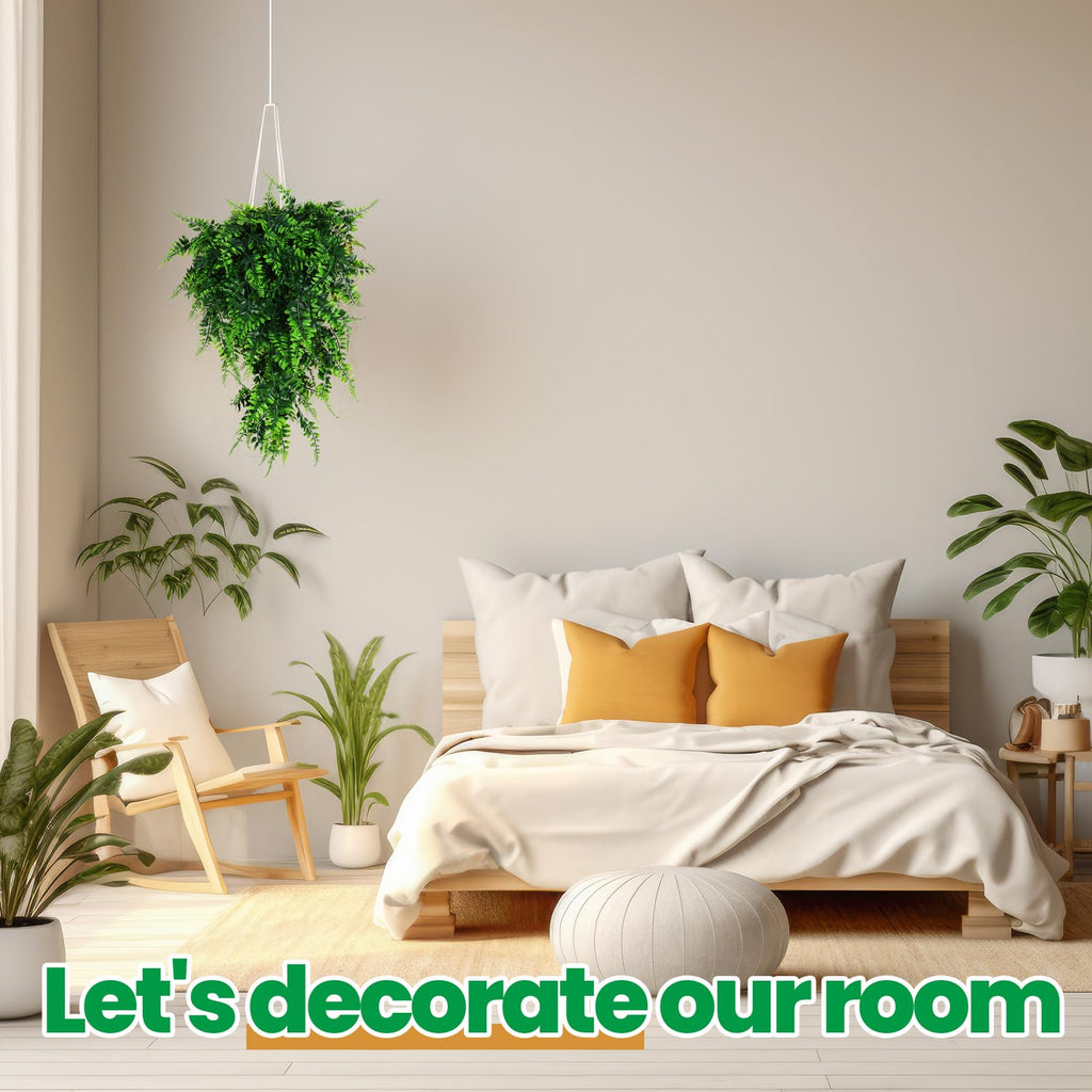 88 Pcs Artificial Hanging Plants Boston Ferns 32 Inch Plastic