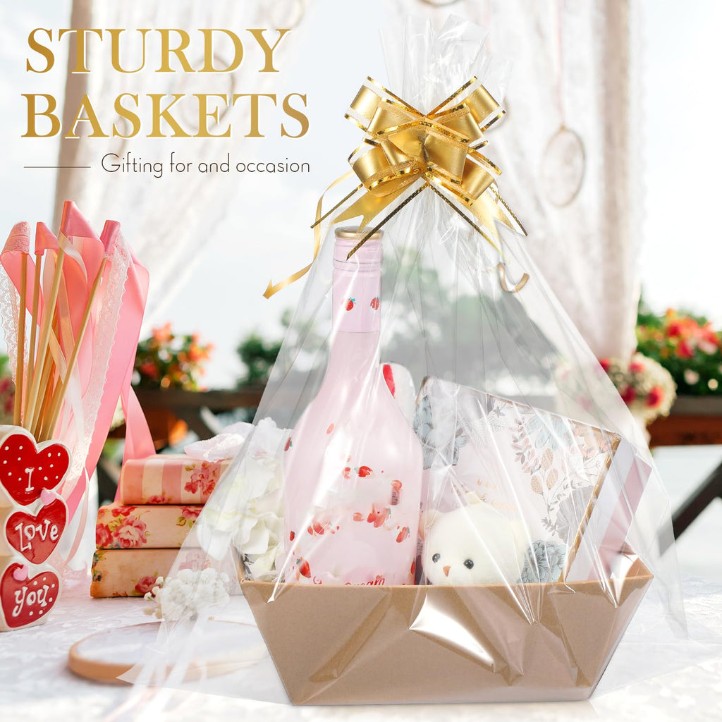 6 Pack Baskets for Gifts Empty to Fill, DIY Brown Kraft Gift Basket