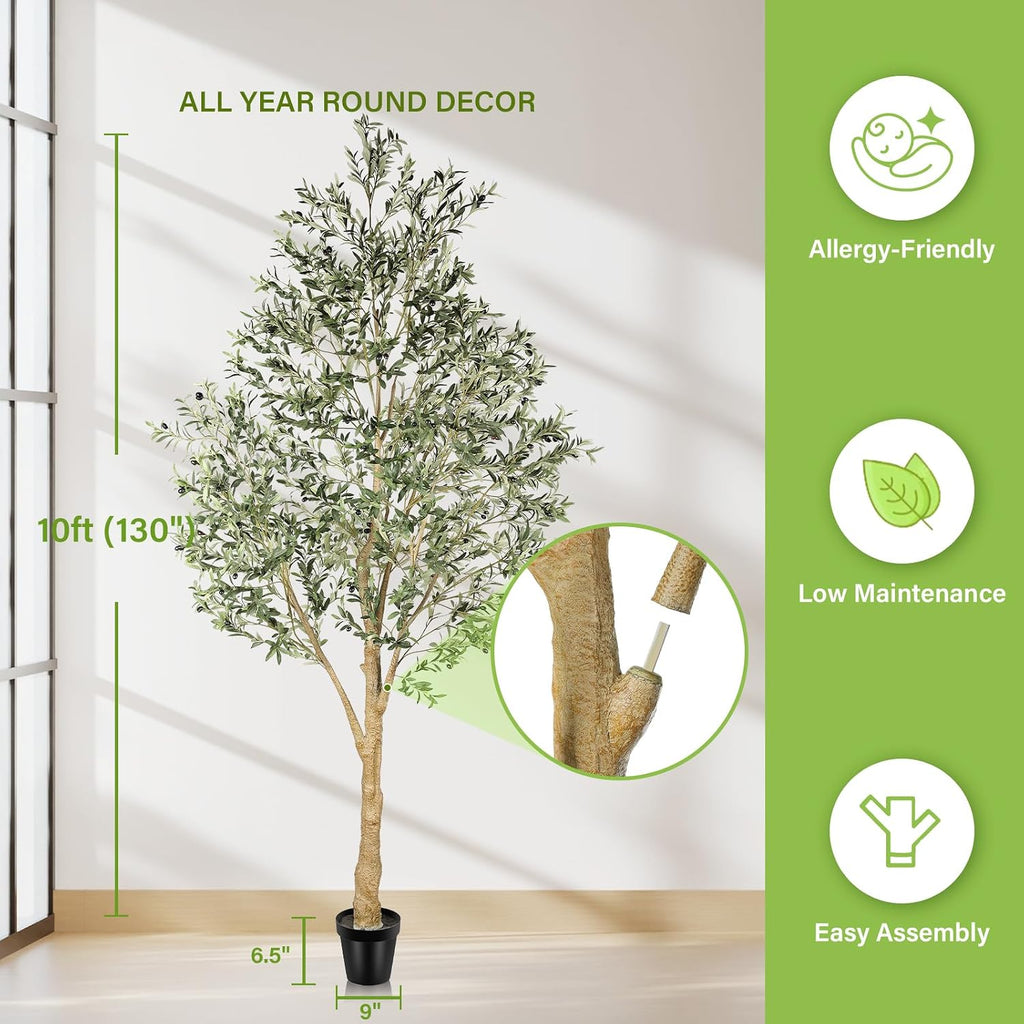 Artificial Olive Tree 10 Feet with Thick Trunk & Realistic Leaves