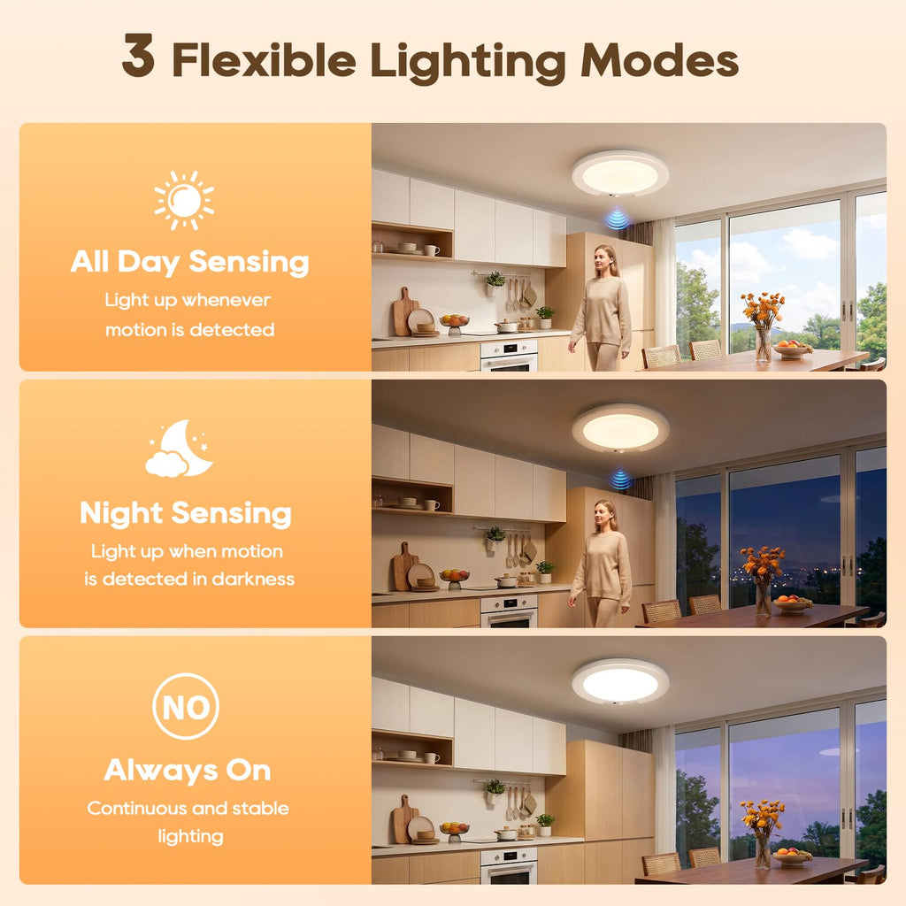 Rechargeable Motion Sensor Ceiling Light, 6 Color Battery Operated Ceiling Lights with Remote, Magnetic Wireless