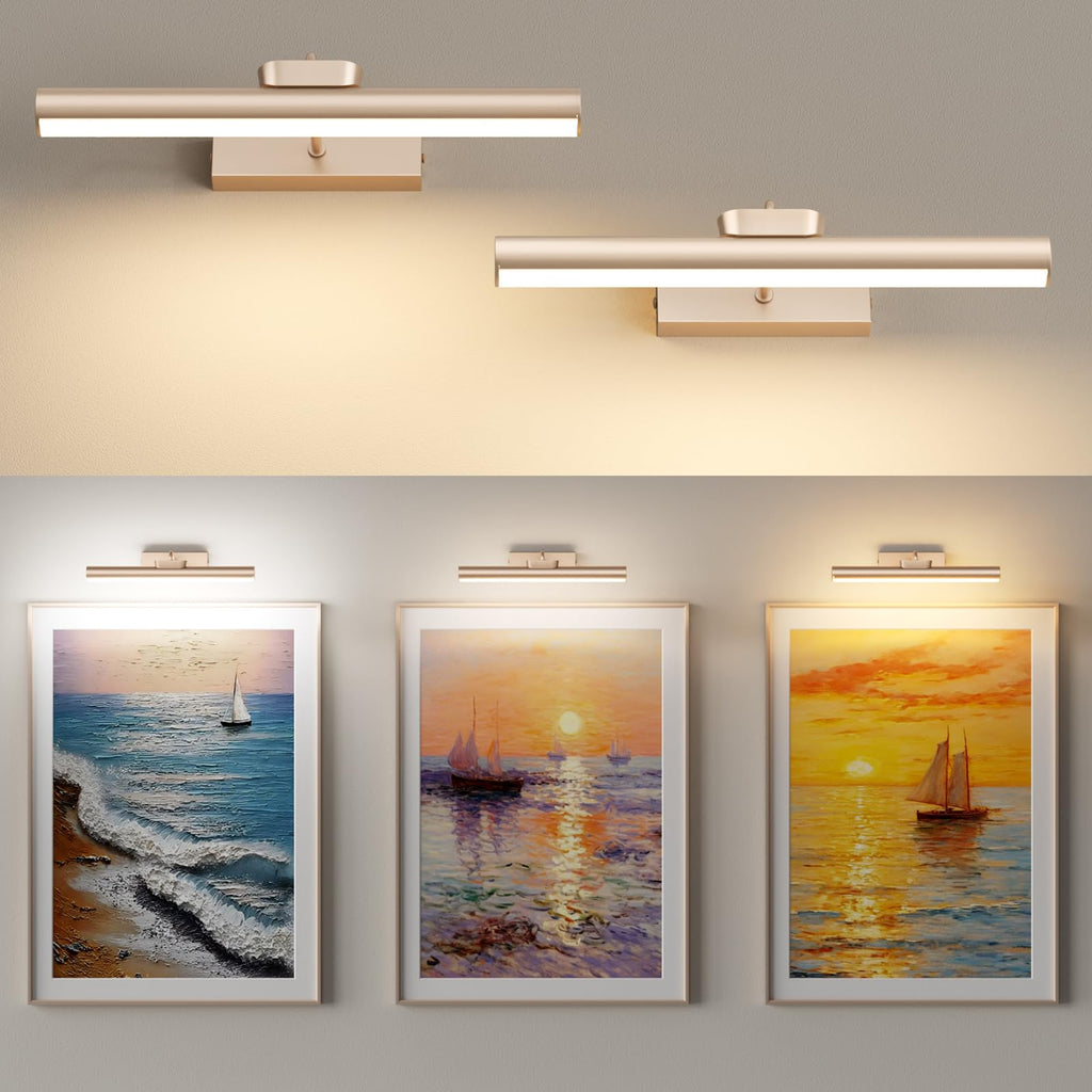 Picture Light for Wall, 4000mAh, 13.8 Inch, 2 Pack, Mocha Gold