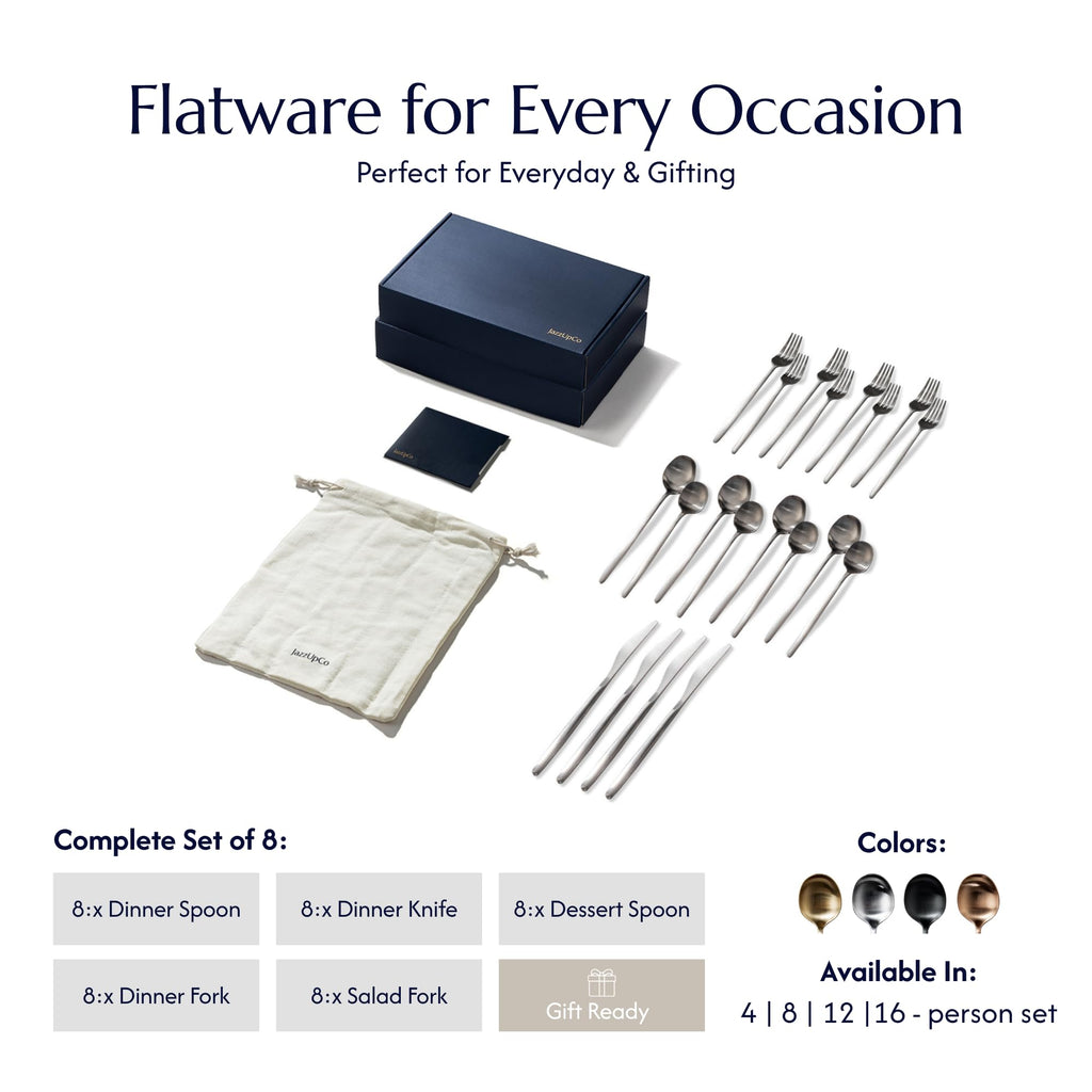 Minimalist 2.0 40-Piece Flatware Set, 18/10 Stainless Steel
