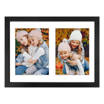 6x8 Collage Picture Frame, Solid Wood&Real Glass, 2 Photos