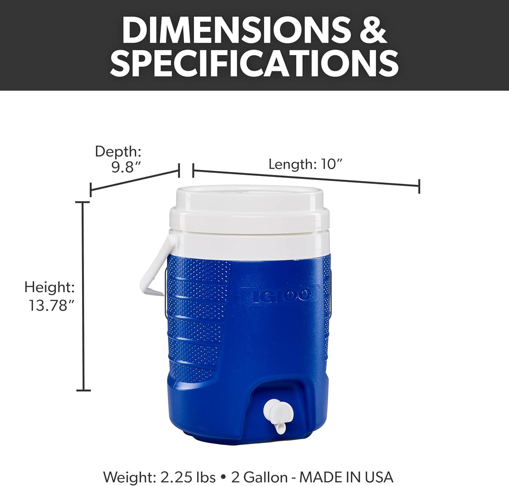 2 Gallon Portable Sports Cooler Water Beverage Dispenser, Insulated Cooler Dispenser, Majestic Blue