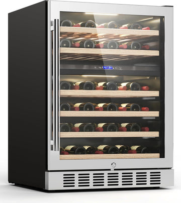 Wine Fridge Beverage Refrigerator - 24” Dual Zone 41 - 64°F/41-64°F Wine Cooler 