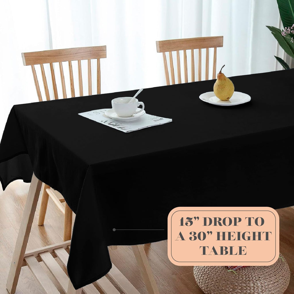 Black Table Cloths for 8 Foot Rectangle Tables, 2 Pack, 60x126