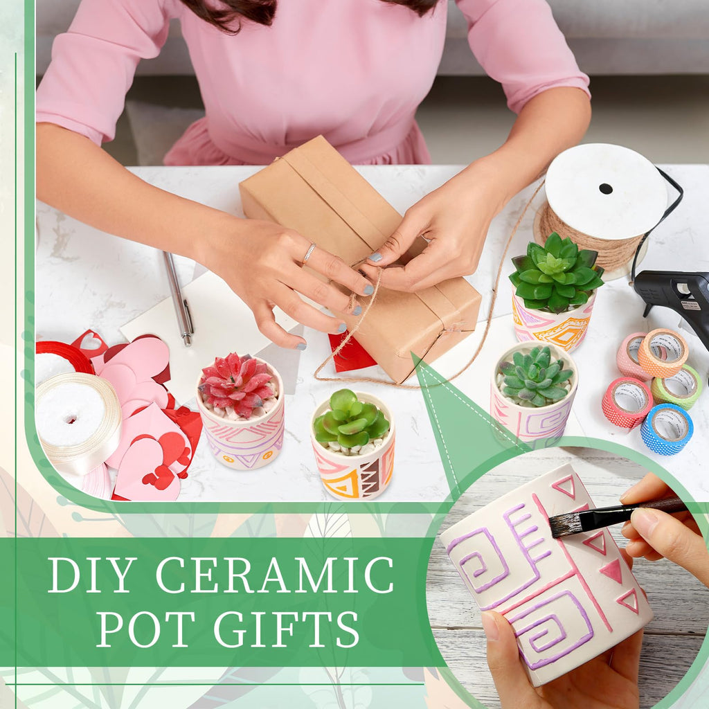 12 Pcs Painting Flower Pots Kit with Drainage Hole, Boho