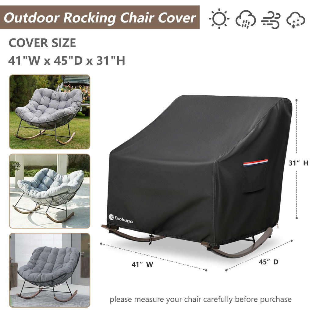 Outdoor Rocking Chair Cover 600D Heavy Duty Waterproof Patio Egg Rocking Chair Covers, for 41" W x 45" D x 31" H