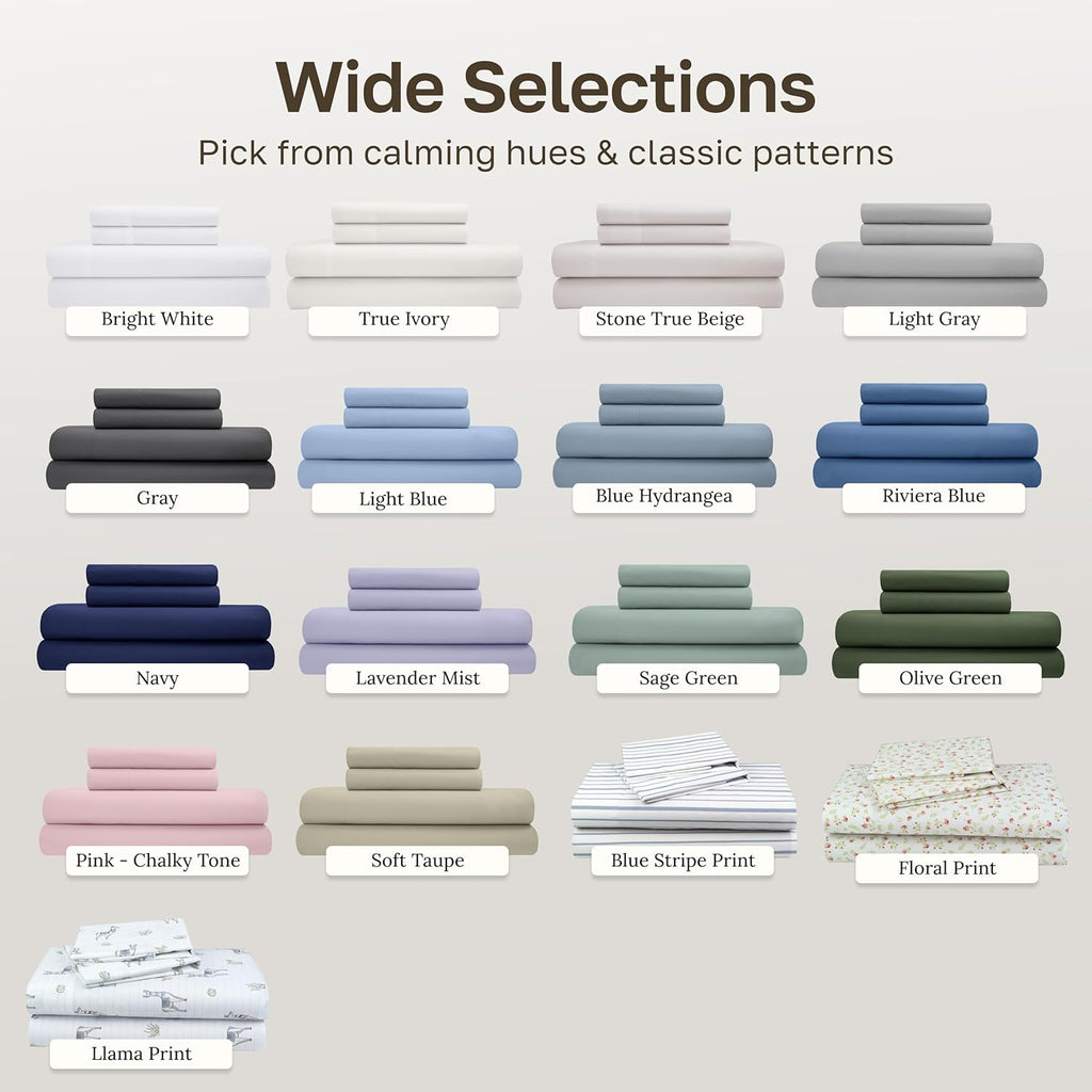Queen Sheet Set - Soft 100% Organic Cotton Sheets with Deep Pockets, Crisp Percale, Breathable and Durable Bedding