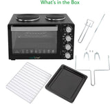 Kitchen Convection Electric Countertop Rotisserie Toaster Oven Cooker with Food Warming Hot Plates, 30+ Quart