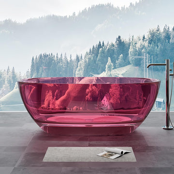 72" Edeyeu Freestanding Bathtub - Luxury Soaking Tub Made With Natural Resin Material, Extra Deep Solid Surface