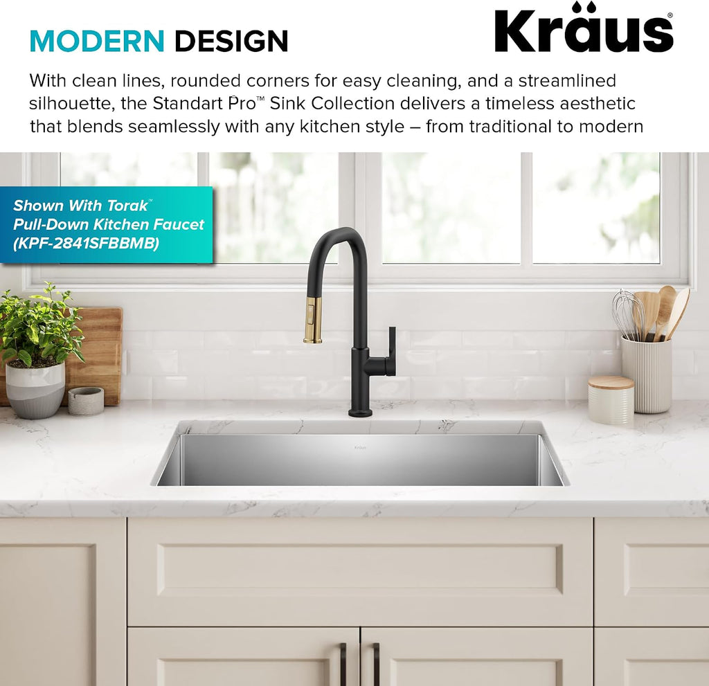 Stainless Steel 32 in 16 Gauge Undermount Sink KHU100-32 | 16-gauge TRU16 steel construction, rounded corners for