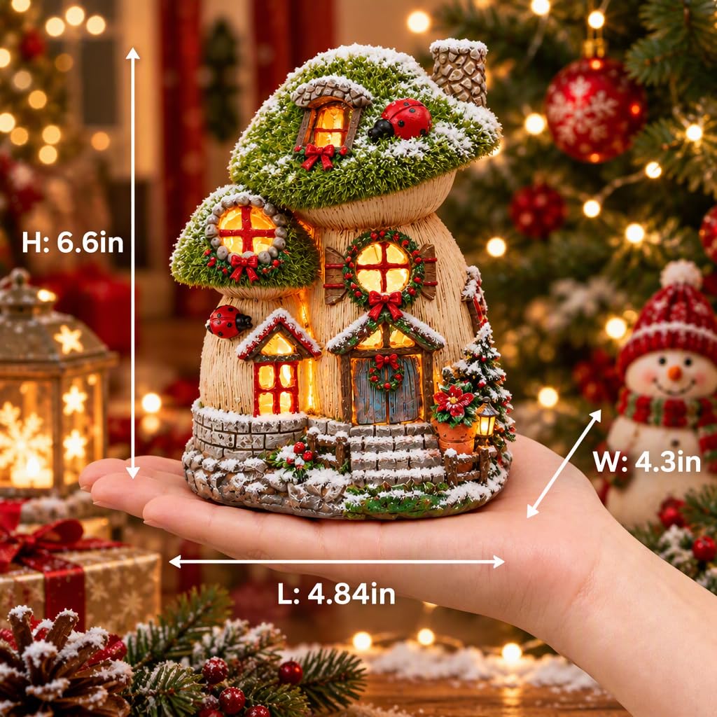 Fairy Garden House Decor Mushroom Statue Resin 6.6"