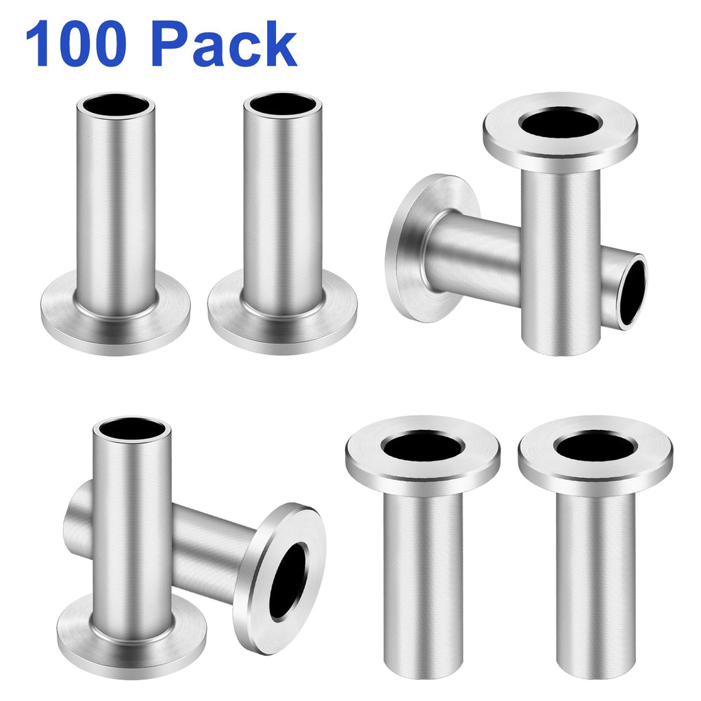 100 Pack T316 Stainless Steel Protector Sleeves for 1/8" 5/32" or 3/16" Wire Rope Cable Railing, Marine Grade