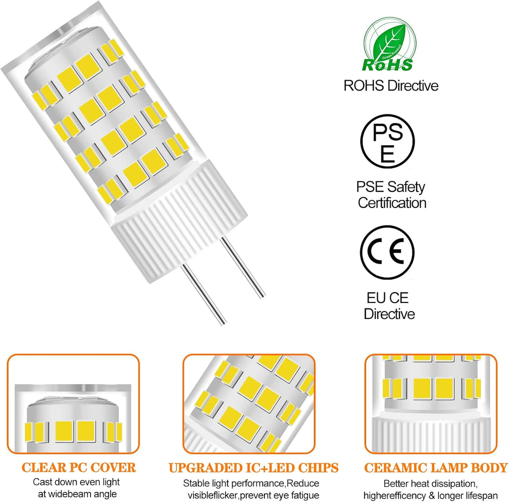 G5.3 T4 LED Bulb 4W 110V 6000K Daylight Bi-Pin 2-Pack