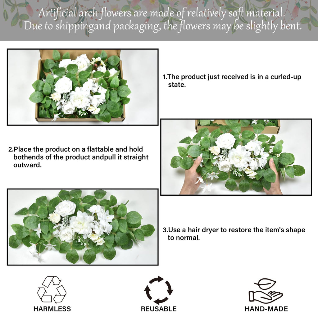 White Artificial Flowers for Wedding Arch Set of 2