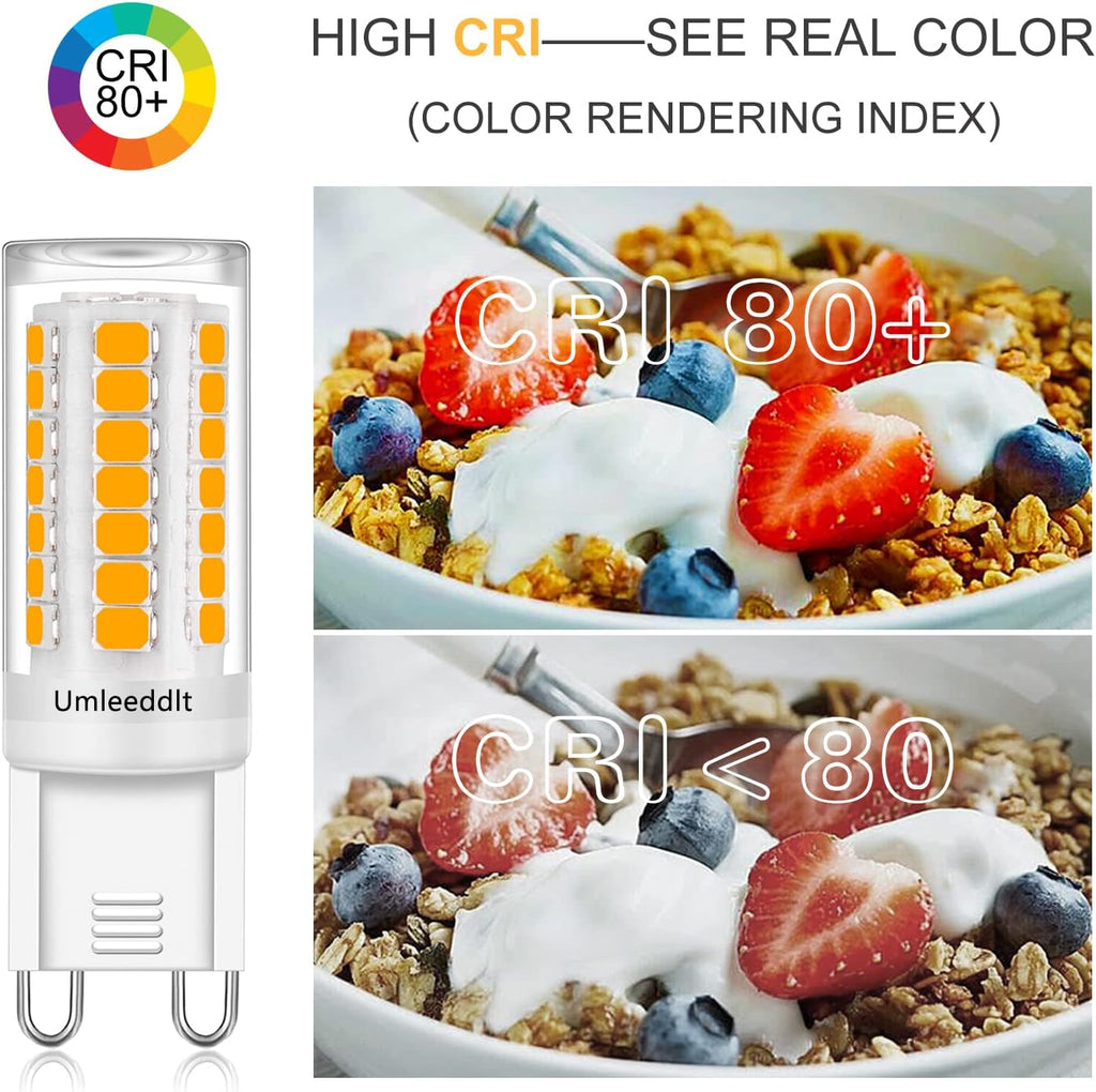 G9 LED Bulb 4W 40W Halogen Equivalent, 400LM, No-Flicker 3000K Warm White, Non-Dimmable, AC120V LED Light Bulb