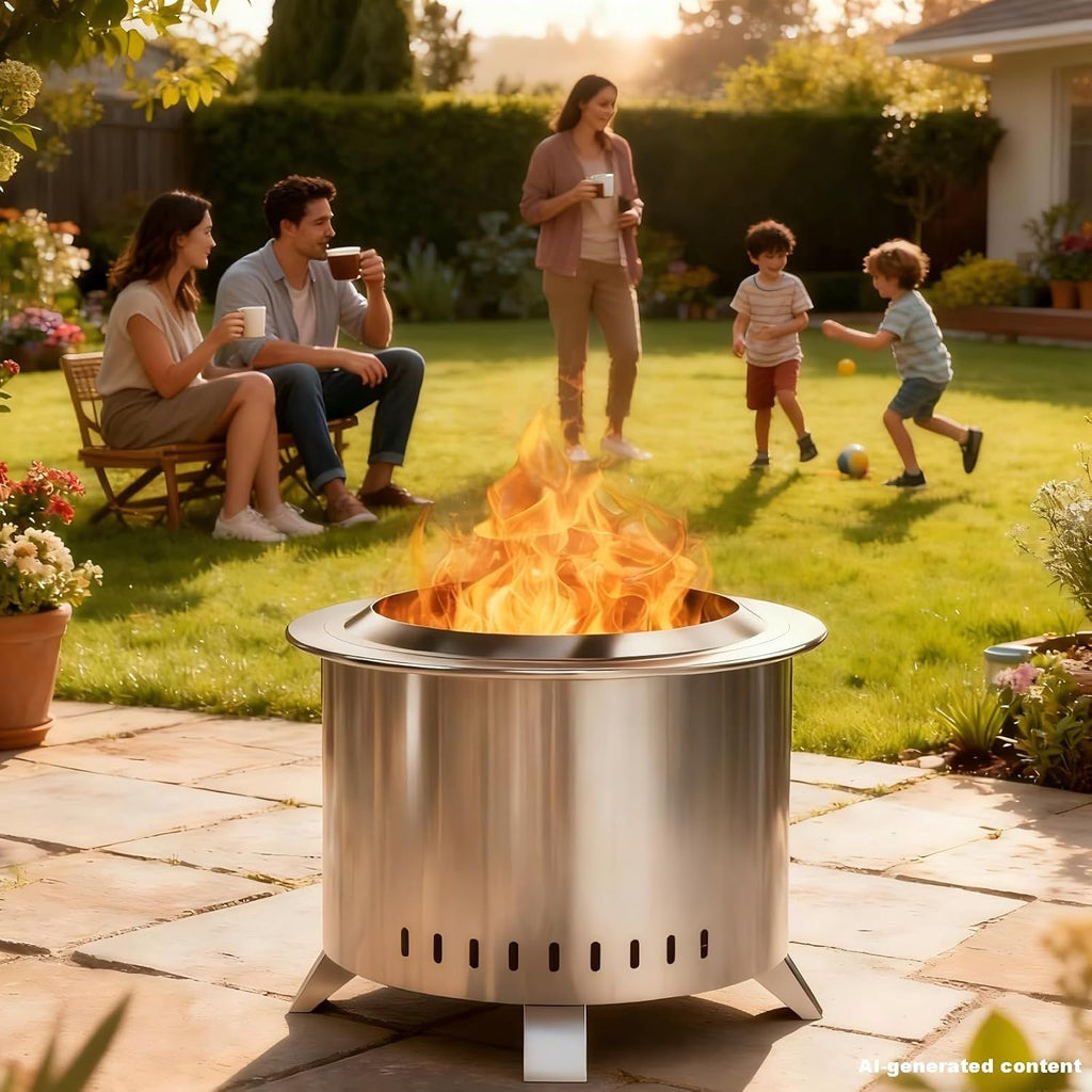 Smokeless Fire Pit,22 Inch Stainless Steel Firepit