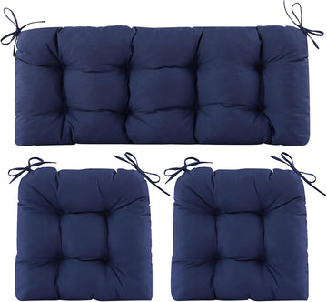 Wicker Chair Cushions of 3 Pieces, Waterproof Cushions for Patio Furniture, Tufted Wicker Outdoor Furniture Cushions - Set of 3